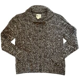 Haggar Cardigan Sweater Mens M Shawl Collar Button Up Knit Brown cottage cozy
